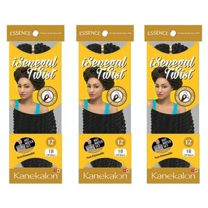 NEW Essence iSenegal Twist Braid 1B Off Black Crochet Ready 12" Pack of 3